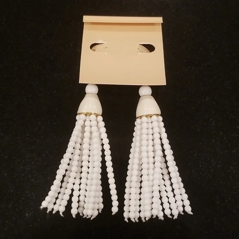 💕KENNETH JAY LANE💕 White Tassel Earrings ~ White NWT